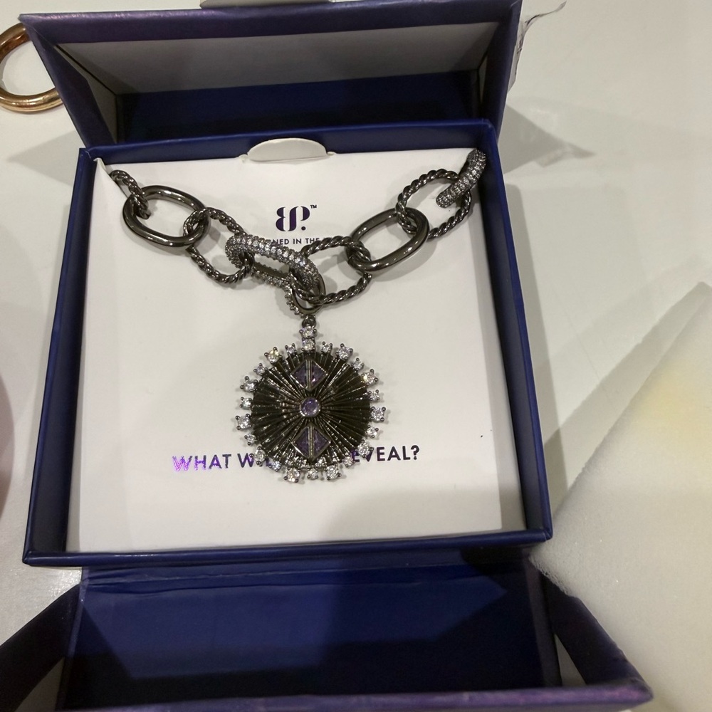 Chic Silver and Purple Necklace